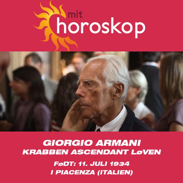 Giorgio Armanis astrologiske profil som Krebs.